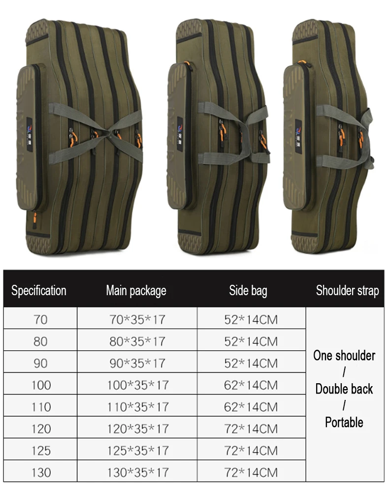 Fishing Tackle Bag 2-4 Layer 130cm Fishing Rod Carrier Lightweight Fish Pole Lure Reel Tools Box Waterproof Storage Durable Case