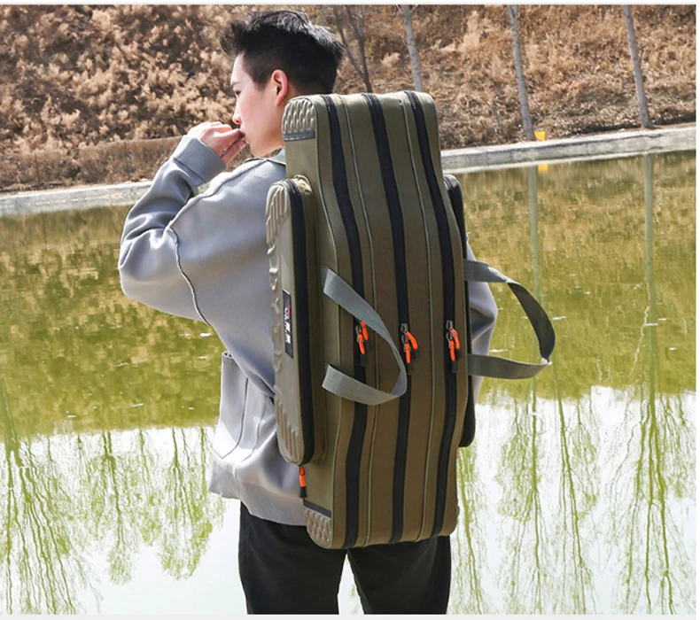 Fishing Tackle Bag 2-4 Layer 130cm Fishing Rod Carrier Lightweight Fish Pole Lure Reel Tools Box Waterproof Storage Durable Case