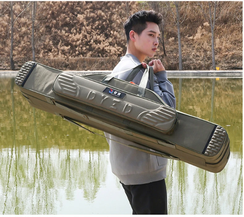 Fishing Tackle Bag 2-4 Layer 130cm Fishing Rod Carrier Lightweight Fish Pole Lure Reel Tools Box Waterproof Storage Durable Case