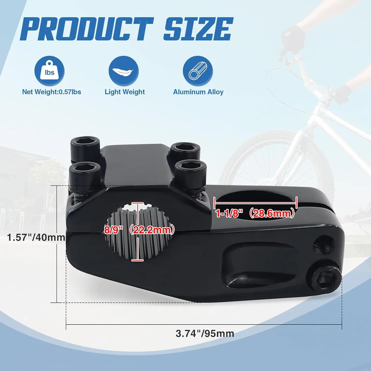 ZUKKA 22.2mm Bike Stem for BMX Bike Aluminum Alloy Fixed Gear Bicycle Stem MTB Mountain Bike Short Stem Parts For Bikes