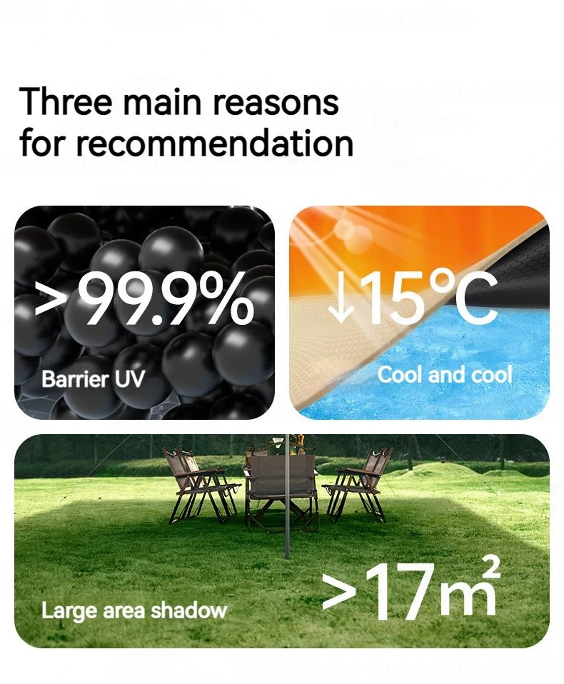 Naturehike Camping Tarp Shelter Portable Black Coating Sun Shelter High Quality Ultralight Canopy Waterproof Ourdoor Picnic