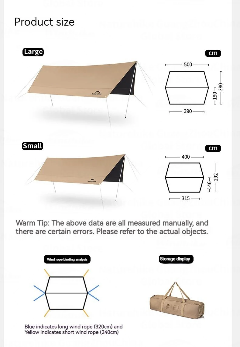 Naturehike Camping Tarp Shelter Portable Black Coating Sun Shelter High Quality Ultralight Canopy Waterproof Ourdoor Picnic