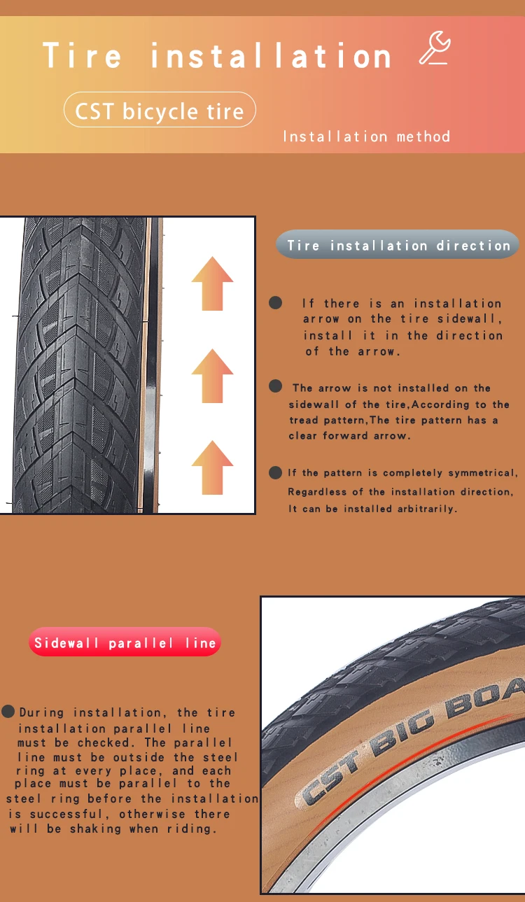CST BIG BOAT MTB Bike Tire100-559 26x4.0 Brown Edge 60TPI Steel Wired 26er Beach Bicycle Tire Fat Snow Bike Cycling Parts CTC-06