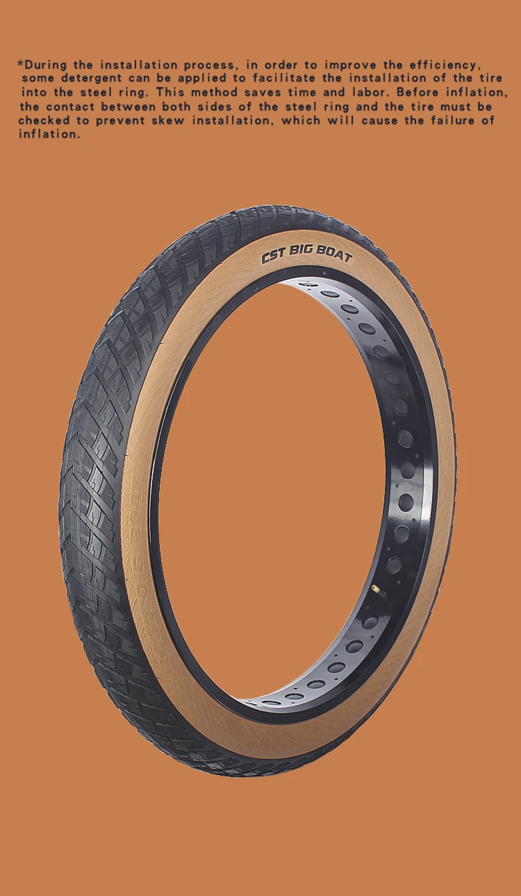 CST BIG BOAT MTB Bike Tire100-559 26x4.0 Brown Edge 60TPI Steel Wired 26er Beach Bicycle Tire Fat Snow Bike Cycling Parts CTC-06