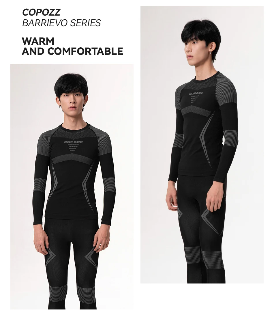 COPOZZ Men Women Ski Thermal Underwear Sets Quick Dry Functional Compression Tracksuit Tight Snowboarding Tops and Pants Adult