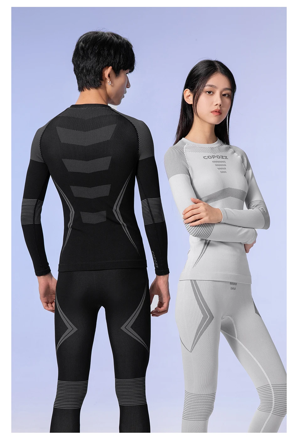 COPOZZ Men Women Ski Thermal Underwear Sets Quick Dry Functional Compression Tracksuit Tight Snowboarding Tops and Pants Adult