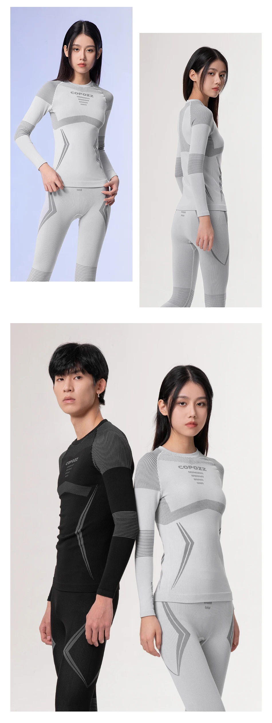 COPOZZ Men Women Ski Thermal Underwear Sets Quick Dry Functional Compression Tracksuit Tight Snowboarding Tops and Pants Adult