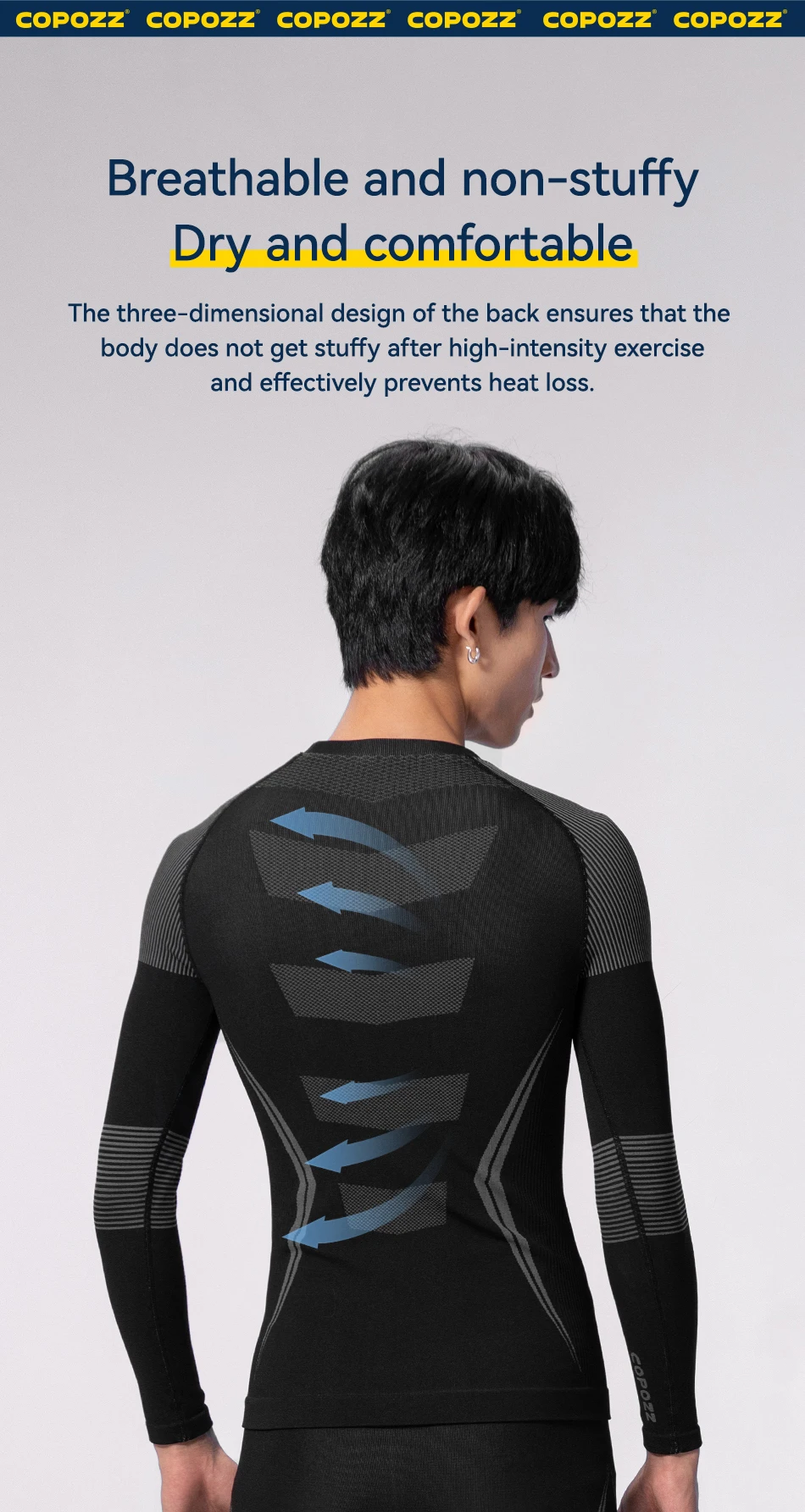 COPOZZ Men Women Ski Thermal Underwear Sets Quick Dry Functional Compression Tracksuit Tight Snowboarding Tops and Pants Adult