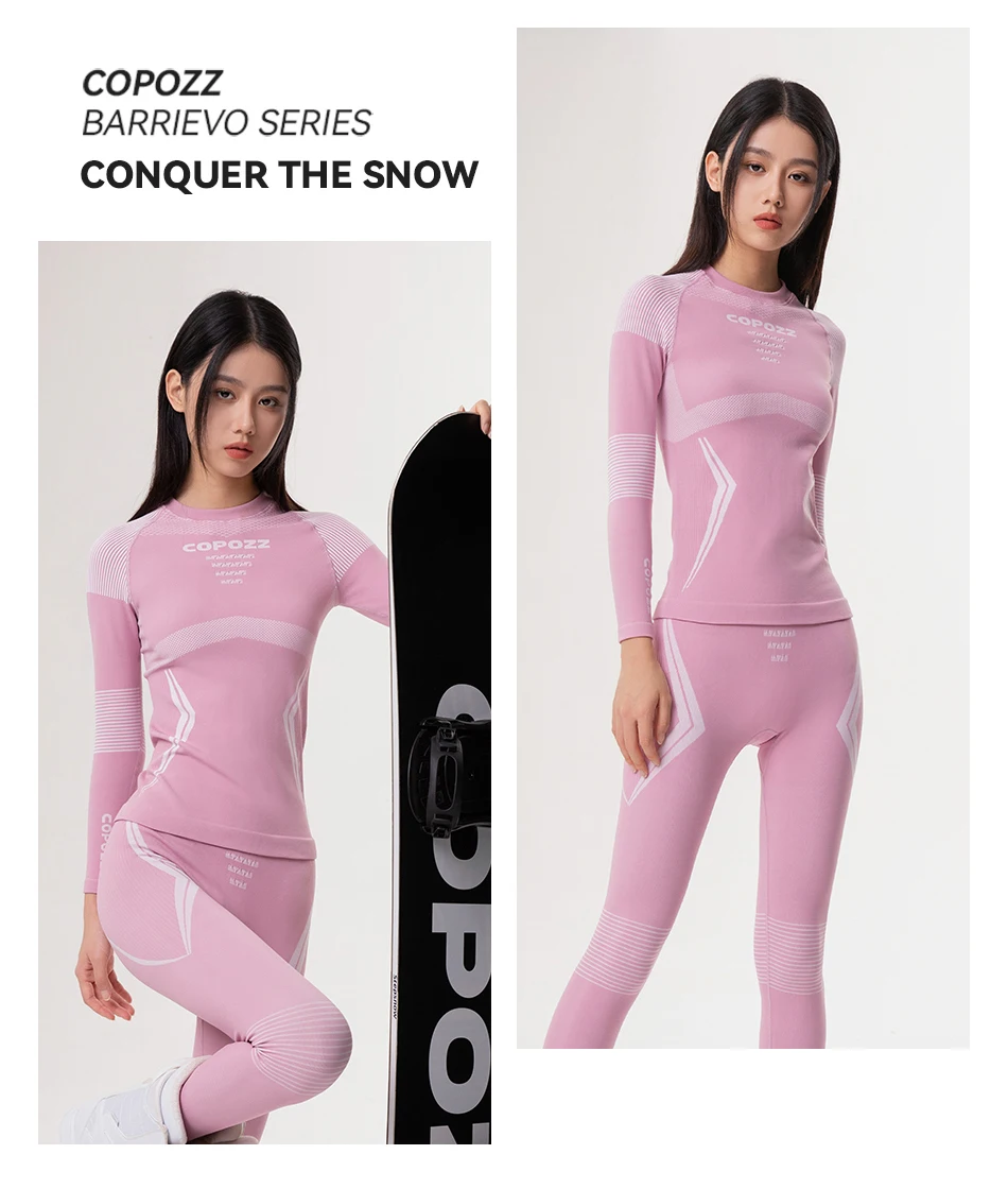 COPOZZ Men Women Ski Thermal Underwear Sets Quick Dry Functional Compression Tracksuit Tight Snowboarding Tops and Pants Adult