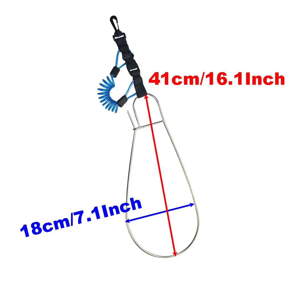 Super Large Fish Stringer Clip Steel Core Lanyard Spearfishing Kayak Fishing Scuba Diving Fish Lock Buckle