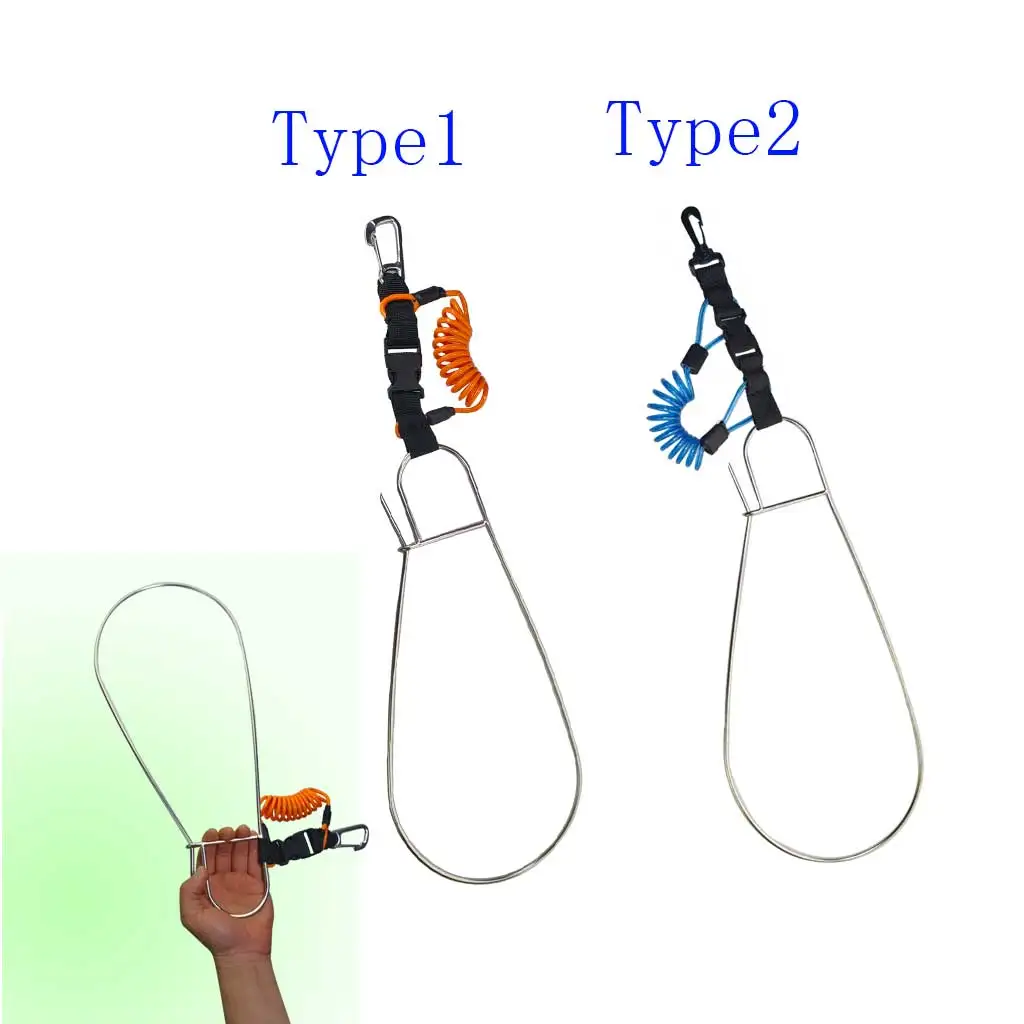 Super Large Fish Stringer Clip Steel Core Lanyard Spearfishing Kayak Fishing Scuba Diving Fish Lock Buckle