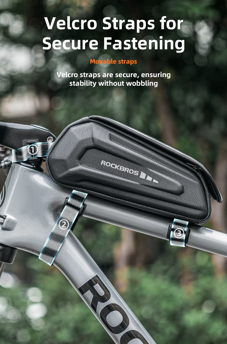 ROCKBROS Bicycle Top Tube Bag Hard Shell Anti-collision Cycling Front Tube Bag Convenient Waterproof Frame MTB Bag Reflective