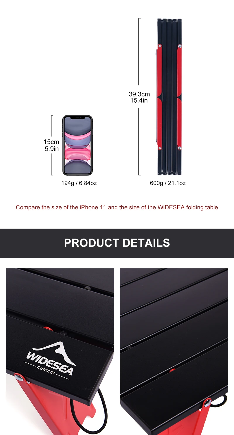 Widesea Foldable Table Camping Mini Portable for Outdoor Picnic Barbecue Tours Ultra Light Folding Computer Bed Desk