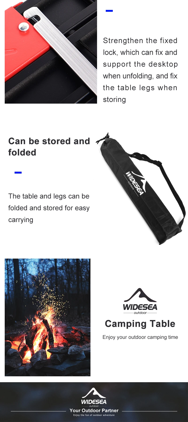 Widesea Foldable Table Camping Mini Portable for Outdoor Picnic Barbecue Tours Ultra Light Folding Computer Bed Desk