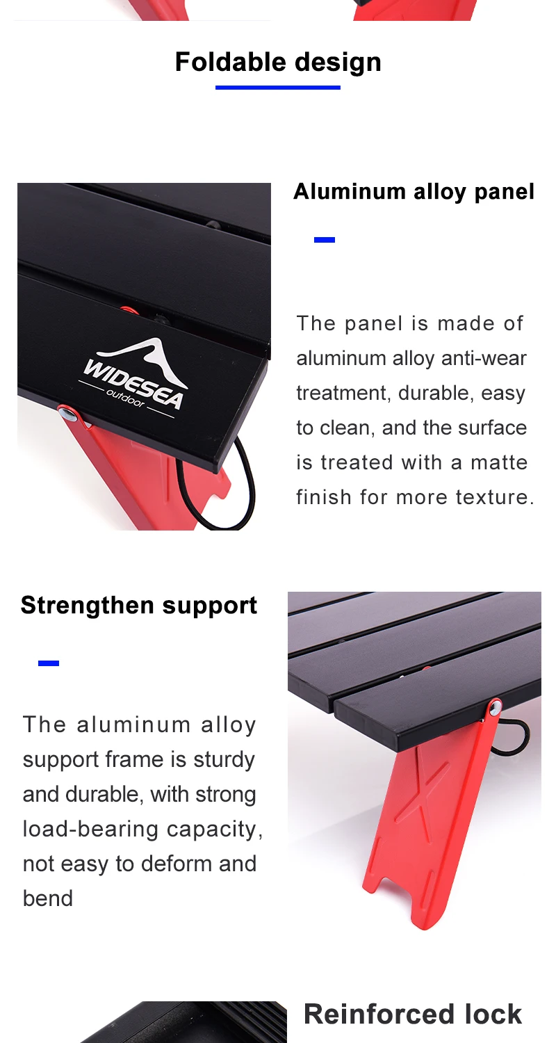 Widesea Foldable Table Camping Mini Portable for Outdoor Picnic Barbecue Tours Ultra Light Folding Computer Bed Desk