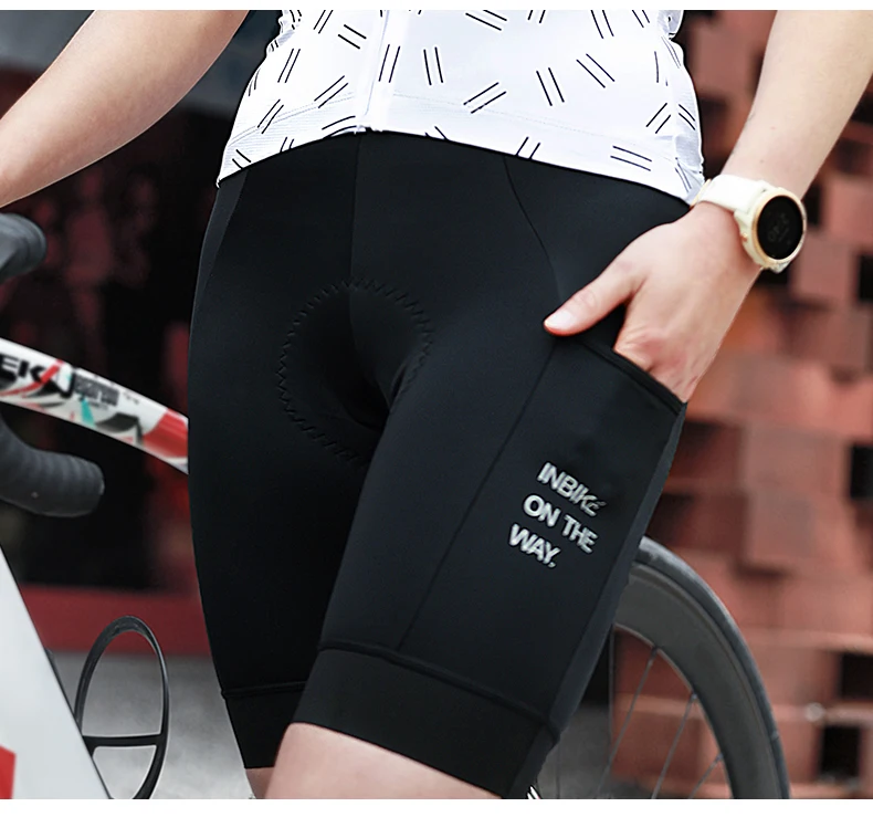 INBIKE Women's Bicycle Shorts Padded 3D Cycling Short Pants for Riding Road Biking Shorts Tights with Side Pockets Bike Clothing