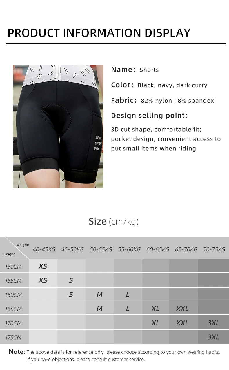 INBIKE Women's Bicycle Shorts Padded 3D Cycling Short Pants for Riding Road Biking Shorts Tights with Side Pockets Bike Clothing
