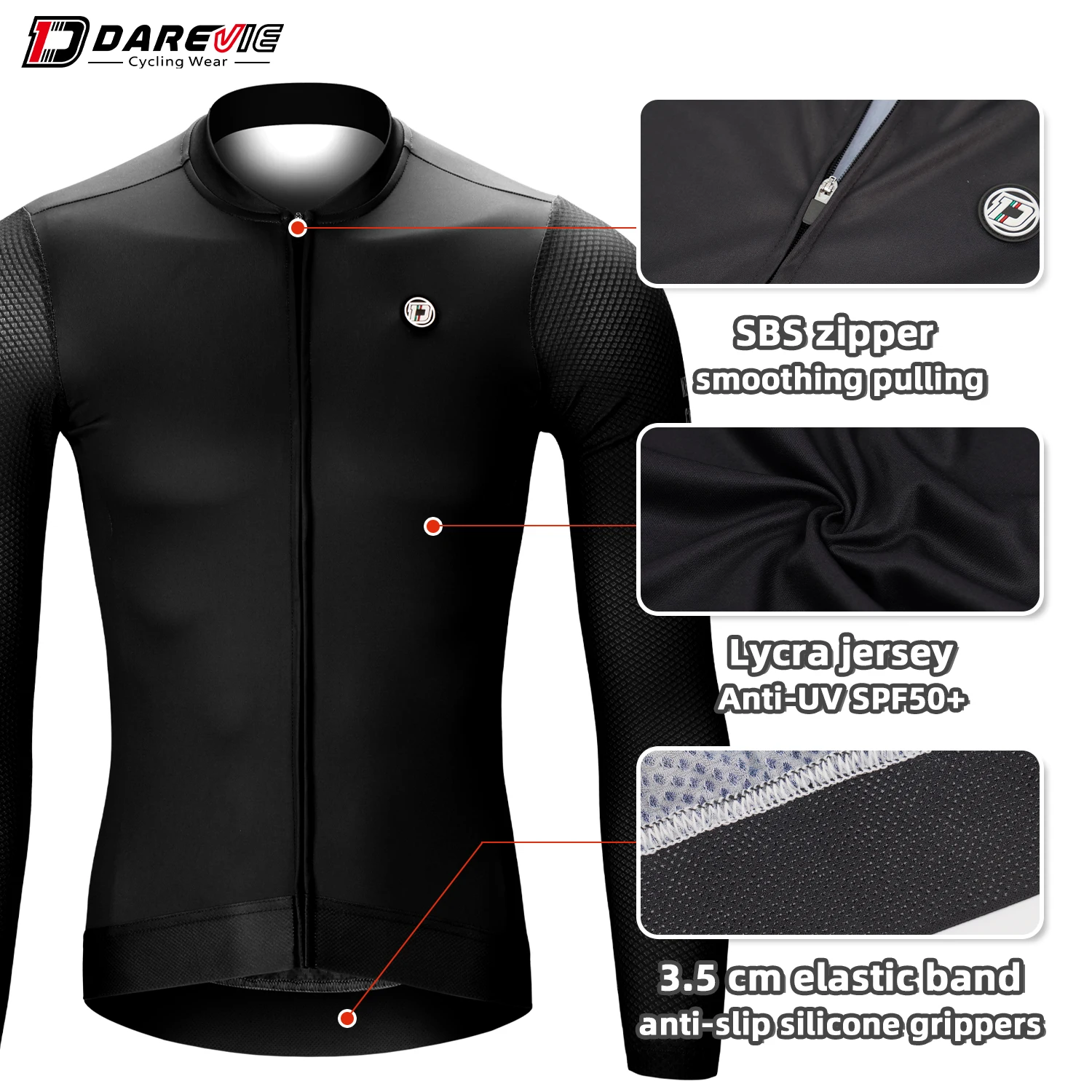 DAREVIE Man Cycling Jersey 2024 Summer Breathable Long Sleeve Men's Cycling Clothing MTB Road Anti-UV Men's Cycling Shirt