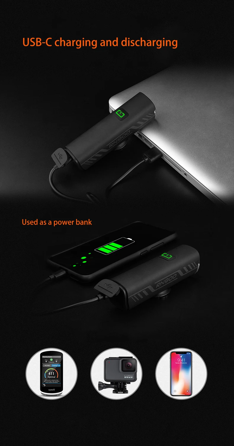 Magicshine Bike Light RN 900, IPX7,4000mAh Battery Type-C Reverse Charging, Powerful Bike Headlight,Taillight set