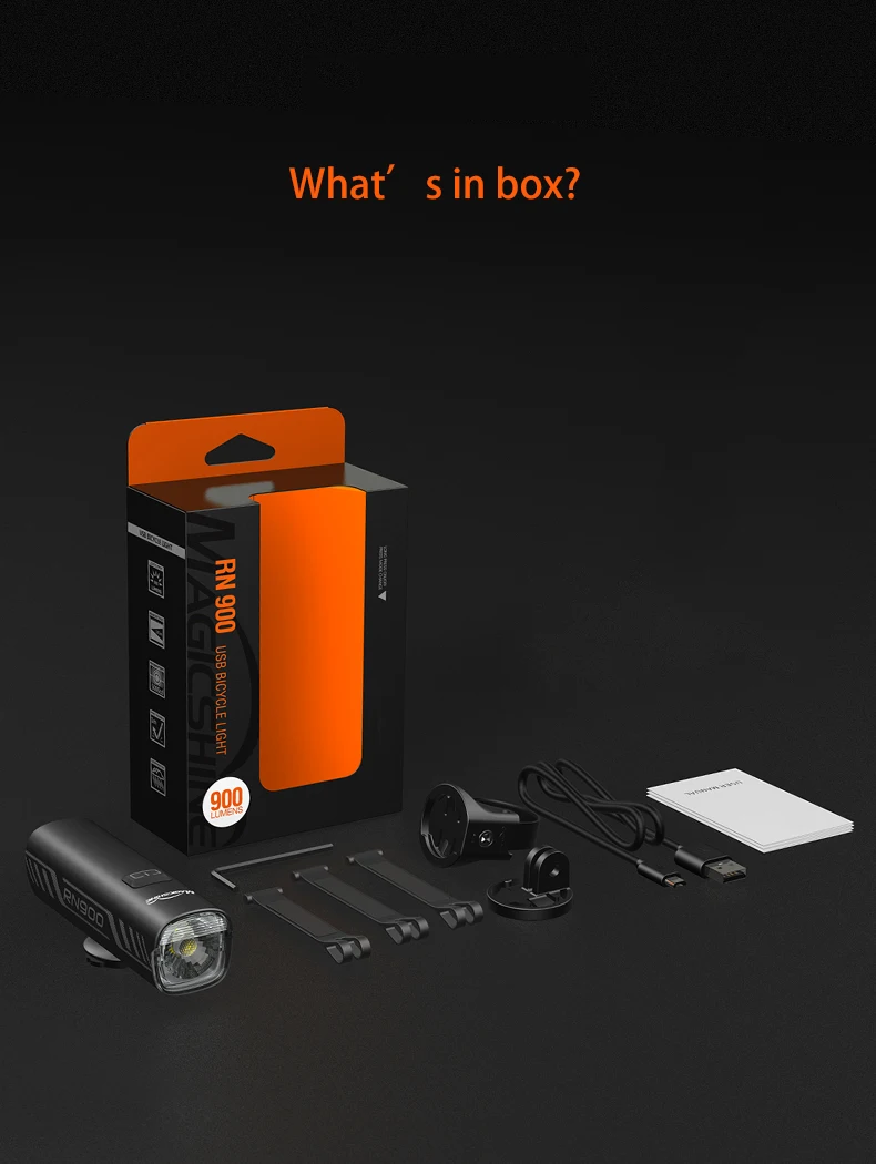 Magicshine Bike Light RN 900, IPX7,4000mAh Battery Type-C Reverse Charging, Powerful Bike Headlight,Taillight set