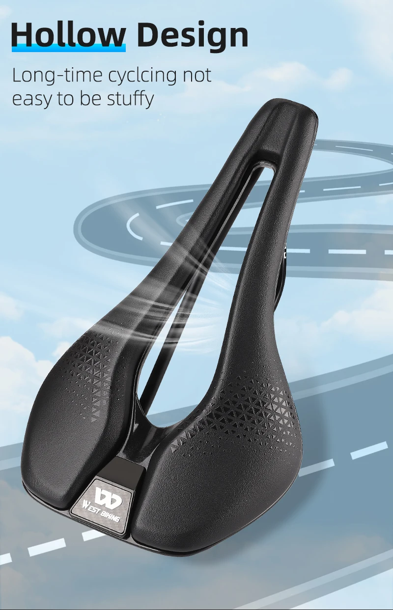 WEST BIKING Lightweight Road Bike Seat Short Nose Racing Bicycle Saddle Hollow Breathable Painless Triathlon Cycling Saddle