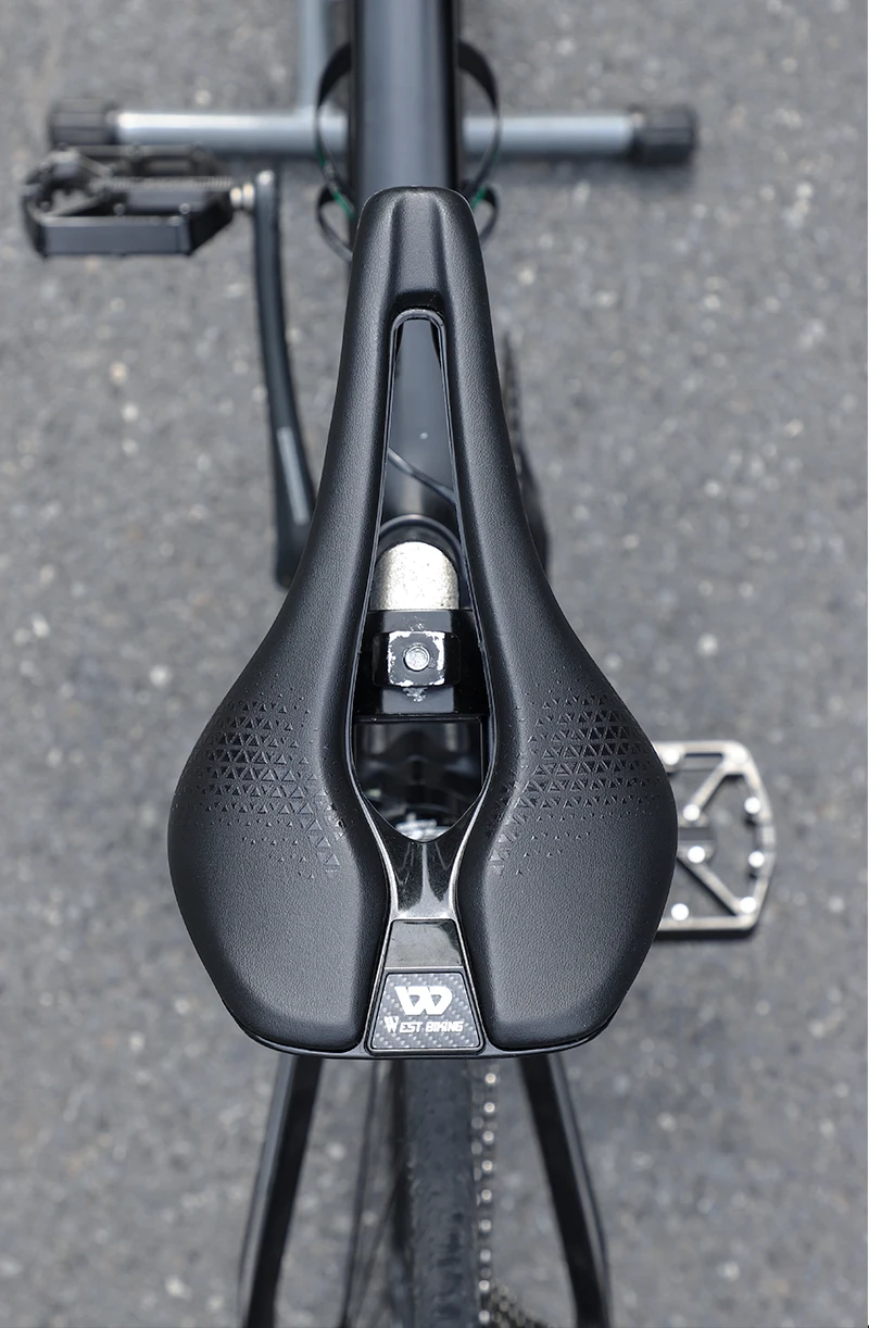 WEST BIKING Lightweight Road Bike Seat Short Nose Racing Bicycle Saddle Hollow Breathable Painless Triathlon Cycling Saddle