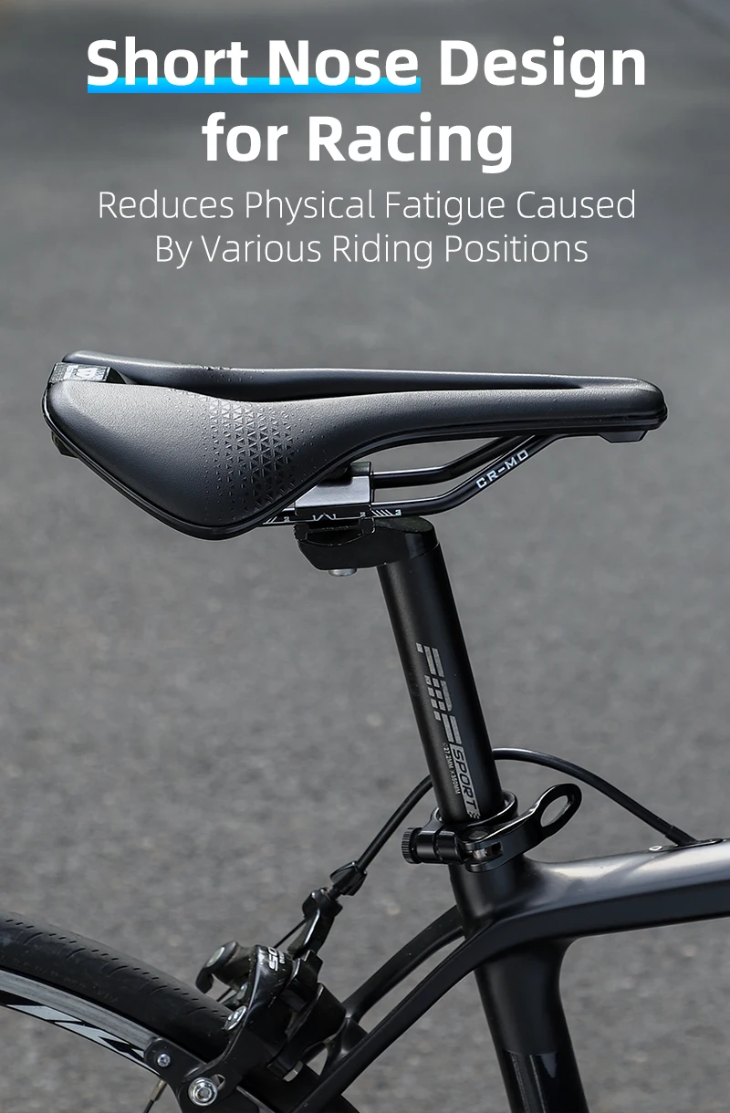 WEST BIKING Lightweight Road Bike Seat Short Nose Racing Bicycle Saddle Hollow Breathable Painless Triathlon Cycling Saddle