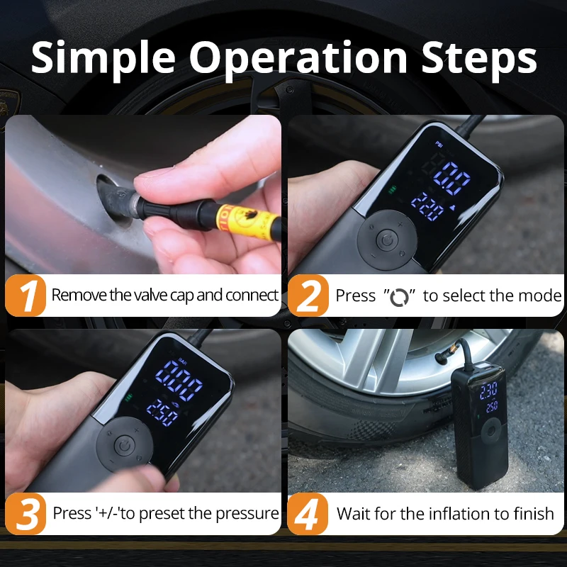 CARSUN Rechargeable Air Pump Tire Inflator Portable Compressor Digital Cordless Car Tyre Inflator For Bicycle Balls