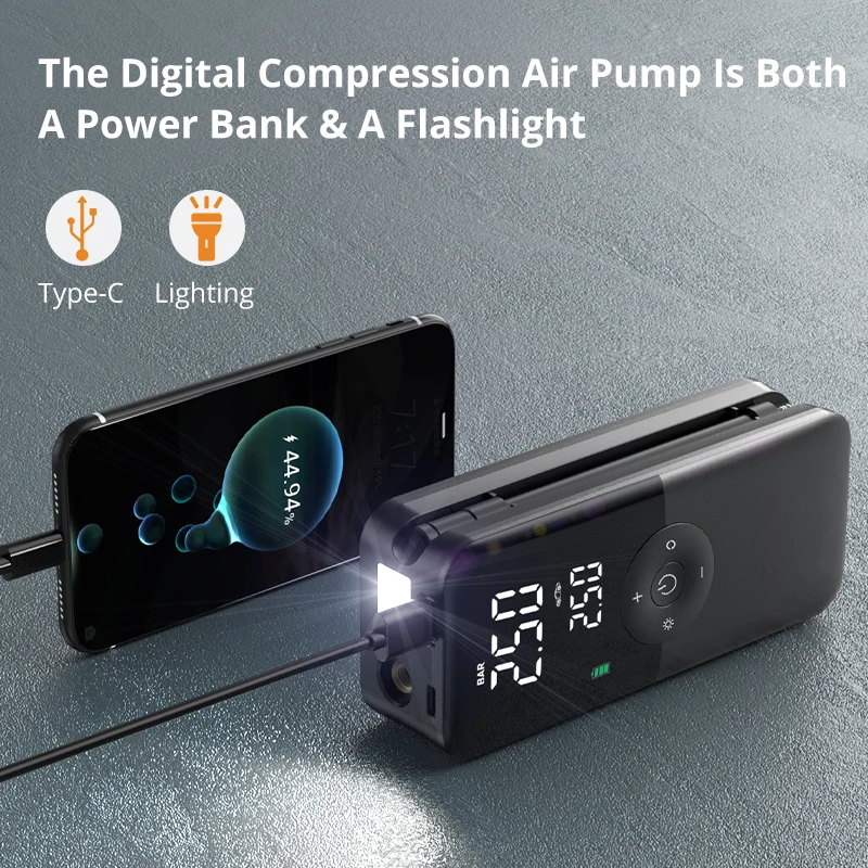 CARSUN Rechargeable Air Pump Tire Inflator Portable Compressor Digital Cordless Car Tyre Inflator For Bicycle Balls