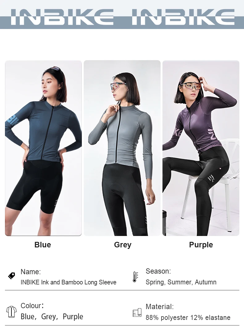 INBIKE New Pro Long Sleeve Cycling Jersey For Road Bicycles Lightweight Breathable Fabric Pockets Full Zipper Design For Women
