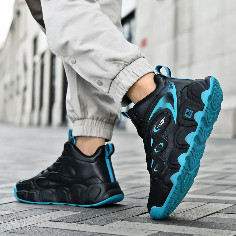 Plus Big Size 50 51 52 53 54 Mens Basketball Shoes Leather Sneakers Ankle Sports Shoes Anti-skid Winter Plush Super Warm New