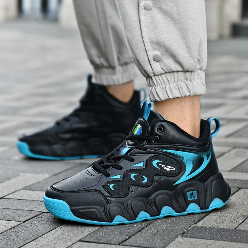 Plus Big Size 50 51 52 53 54 Mens Basketball Shoes Leather Sneakers Ankle Sports Shoes Anti-skid Winter Plush Super Warm New
