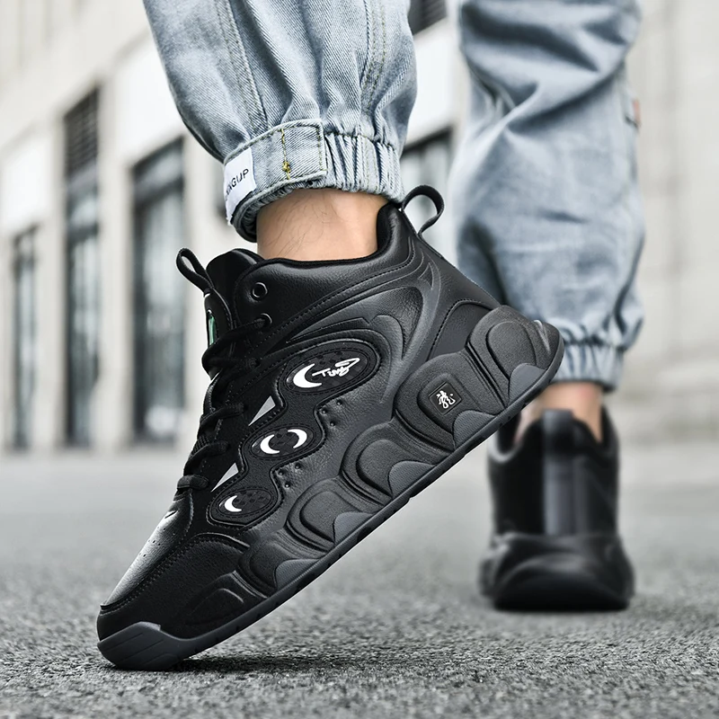 Plus Big Size 50 51 52 53 54 Mens Basketball Shoes Leather Sneakers Ankle Sports Shoes Anti-skid Winter Plush Super Warm New