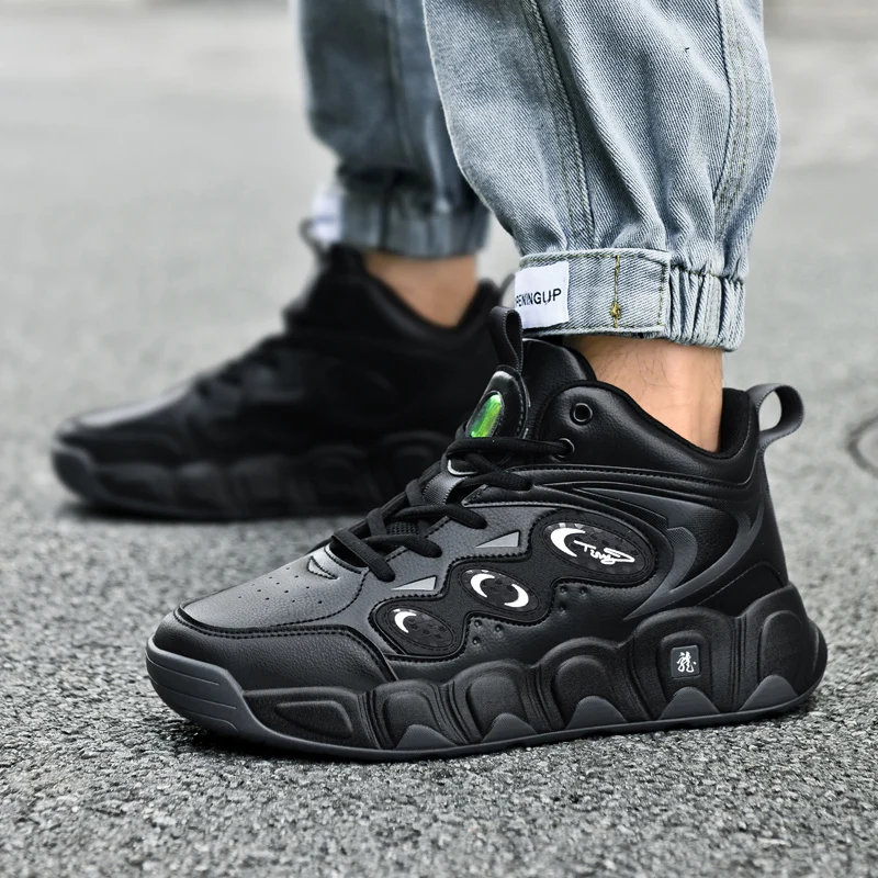 Plus Big Size 50 51 52 53 54 Mens Basketball Shoes Leather Sneakers Ankle Sports Shoes Anti-skid Winter Plush Super Warm New
