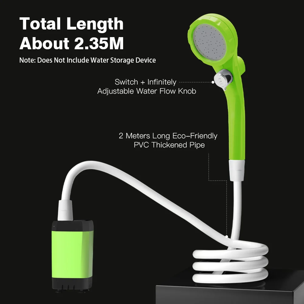 Camping Shower Pump RV Outdoor Shower Kit Camp Shower w/Full Screen Intelligent Digital Display Adjustable 6000mAh Shower Kit