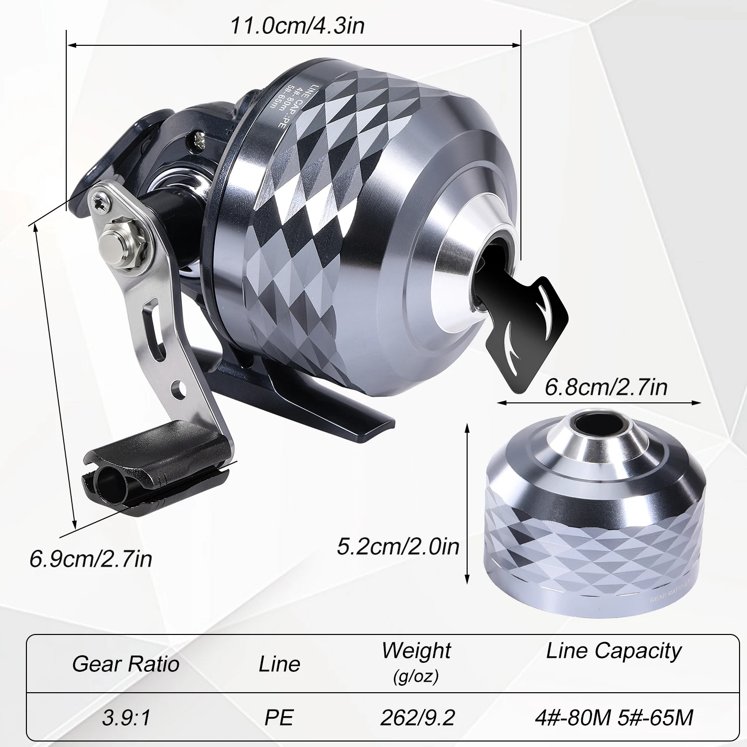 Sougayilang Bullet Type Fishing Reel Left and Right Hand 3.9:1 Shooting Closed Fish Reel with Line Outdoor Hunting Fishing Reel