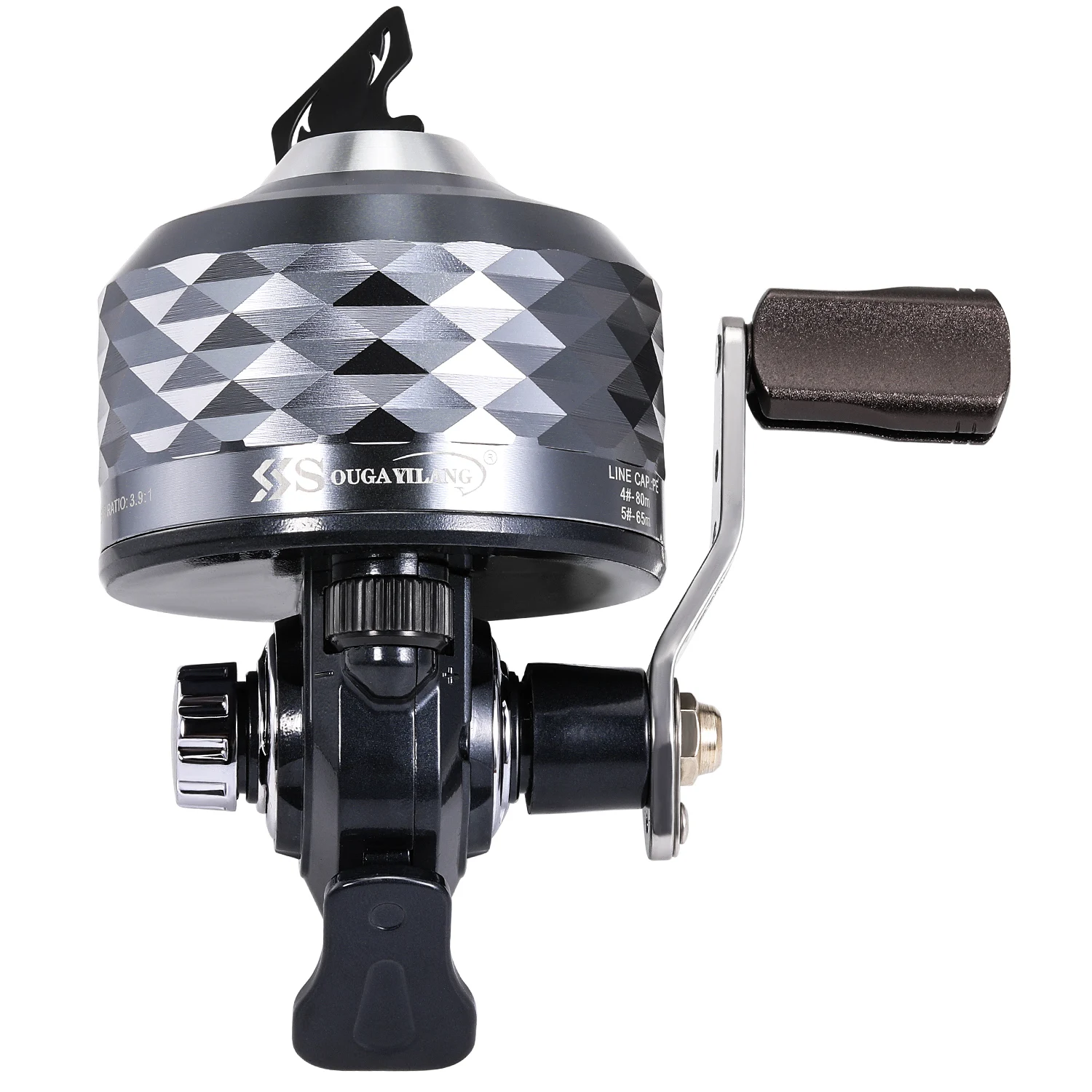Sougayilang Bullet Type Fishing Reel Left and Right Hand 3.9:1 Shooting Closed Fish Reel with Line Outdoor Hunting Fishing Reel