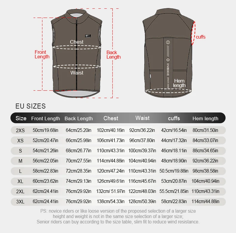 INBIKE  Men's Waterproof Cycling Sleeveless Jacket Lightweight Stackable Reflective Anti-UV Pocket Windproof Vest