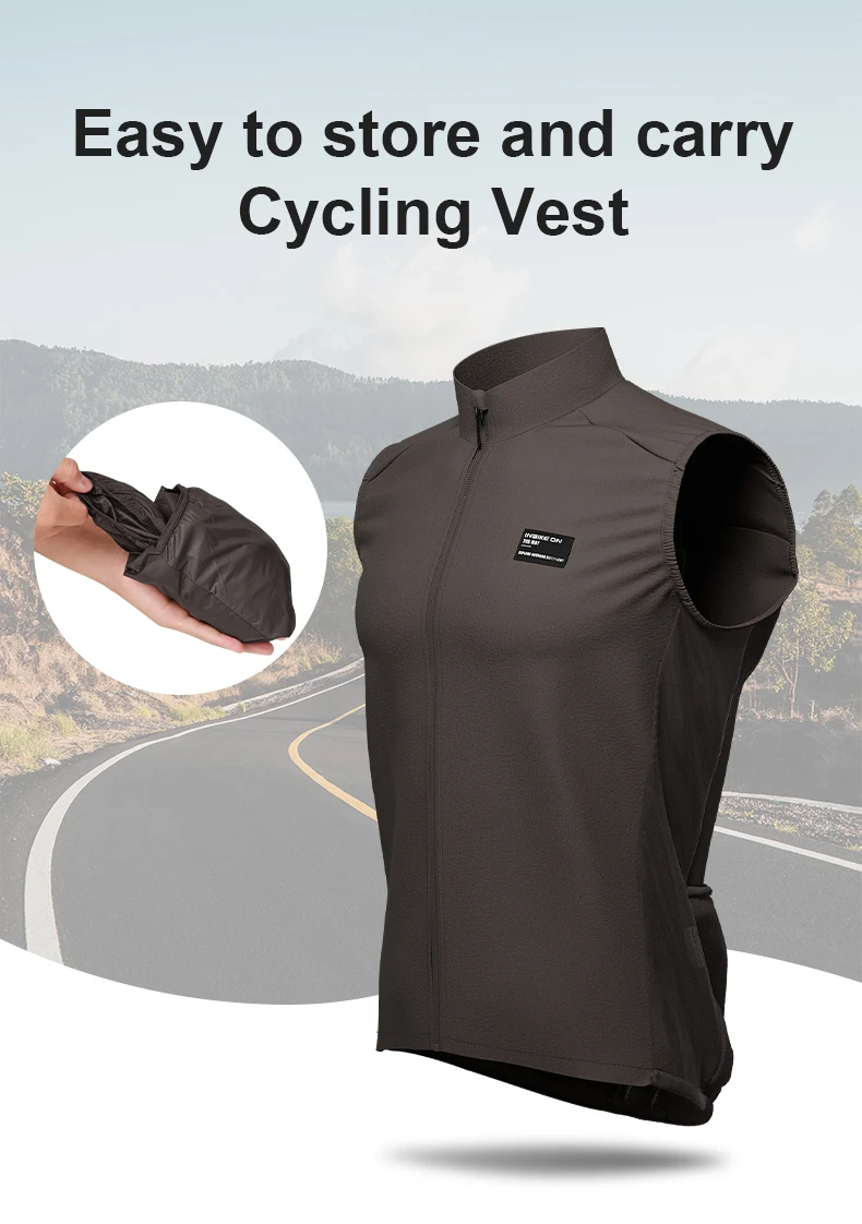 INBIKE  Men's Waterproof Cycling Sleeveless Jacket Lightweight Stackable Reflective Anti-UV Pocket Windproof Vest