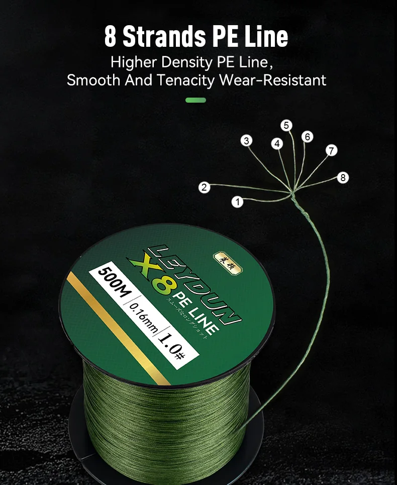 LEYDUN 500m Micro New Fishing Lines 8 Strands Braided PE Japan Smooth Multifilament Line Sea Fishing Carp Fly Wire Line Tool
