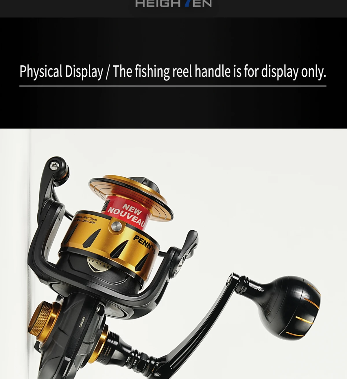 HEIGHTEN 60mm Spinning Handle for Penn Spinfisher VI/VII Slammer III/IV Battle II/III Pursuit Fierce Reel