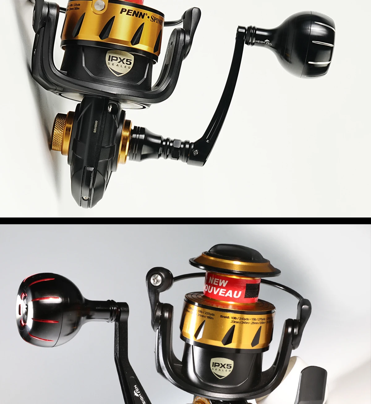 HEIGHTEN 60mm Spinning Handle for Penn Spinfisher VI/VII Slammer III/IV Battle II/III Pursuit Fierce Reel