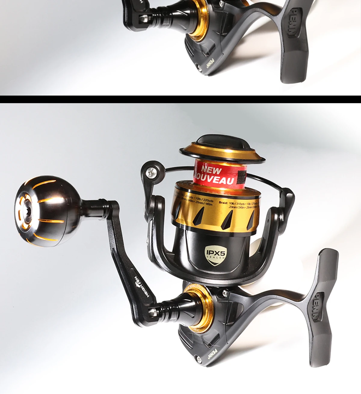 HEIGHTEN 60mm Spinning Handle for Penn Spinfisher VI/VII Slammer III/IV Battle II/III Pursuit Fierce Reel