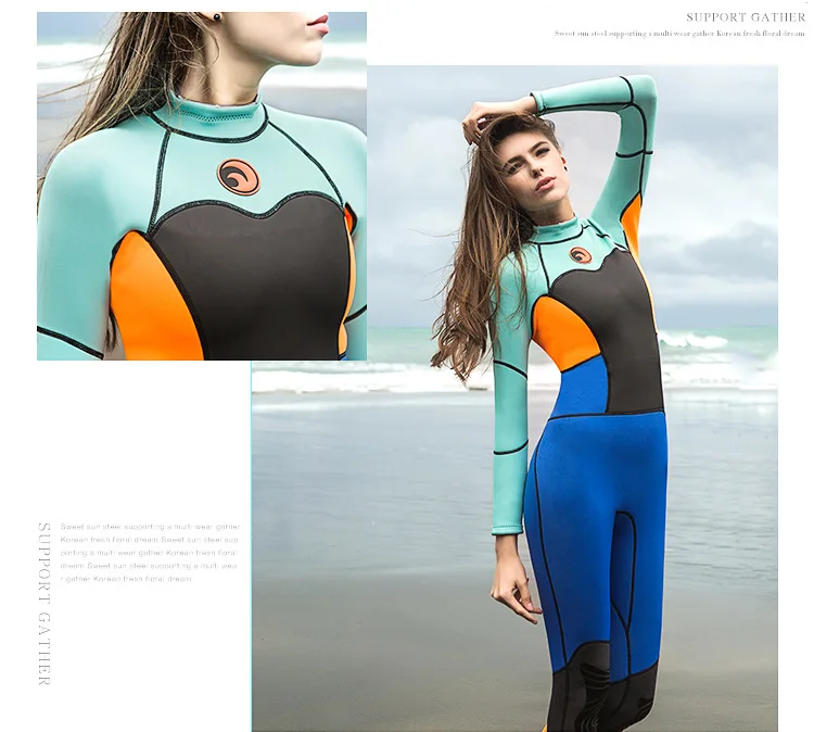 Neoprene Wetsuit for Women Scuba Diving Suit Surfing One Piece Set Spearfishing Cold-proof Snorkeling Full Body Swimsuit 1.5mm