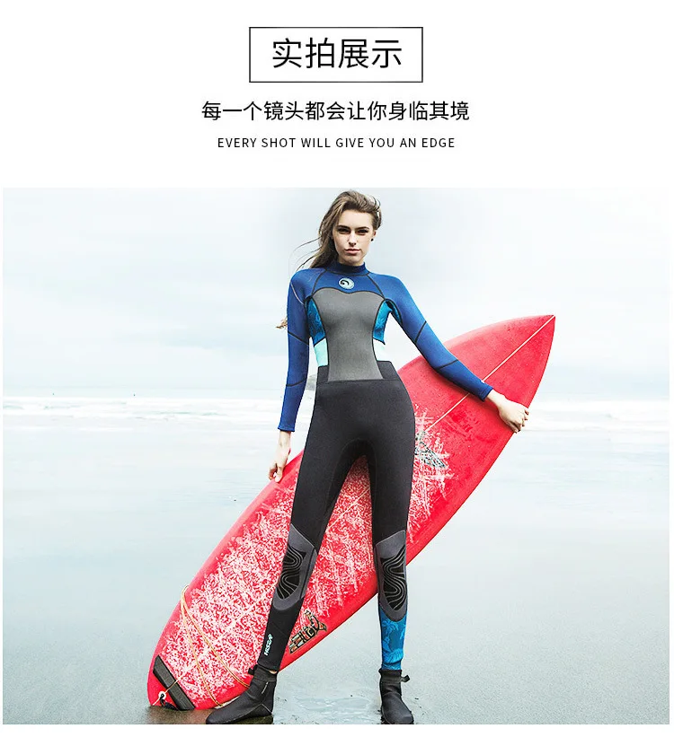 Neoprene Wetsuit for Women Scuba Diving Suit Surfing One Piece Set Spearfishing Cold-proof Snorkeling Full Body Swimsuit 1.5mm
