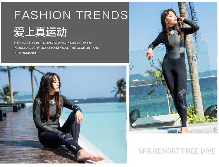 Neoprene Wetsuit for Women Scuba Diving Suit Surfing One Piece Set Spearfishing Cold-proof Snorkeling Full Body Swimsuit 1.5mm
