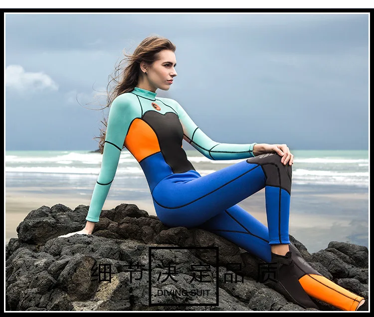 Neoprene Wetsuit for Women Scuba Diving Suit Surfing One Piece Set Spearfishing Cold-proof Snorkeling Full Body Swimsuit 1.5mm