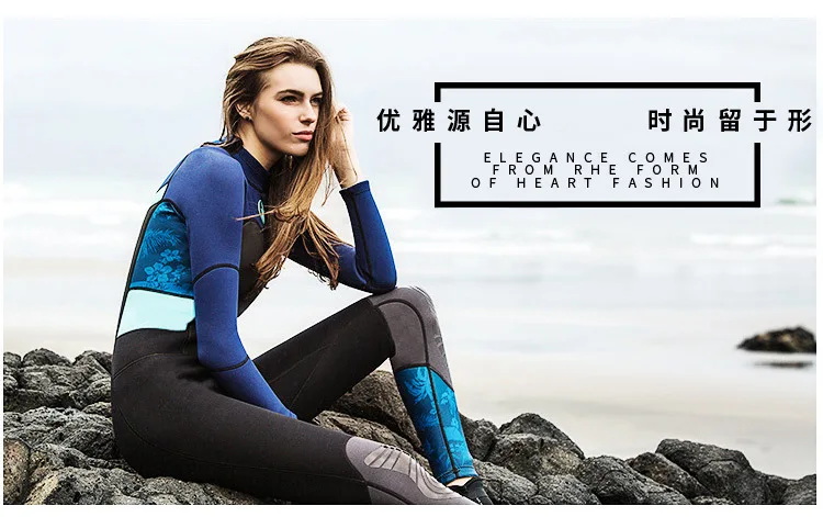 Neoprene Wetsuit for Women Scuba Diving Suit Surfing One Piece Set Spearfishing Cold-proof Snorkeling Full Body Swimsuit 1.5mm