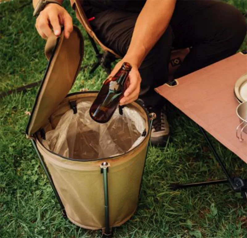 Outdoor Camping Trash Can Lightweight Collapsible Oxford Cloth Storage Round Bin Self-drive Barbecue Portable Car Trash Bin