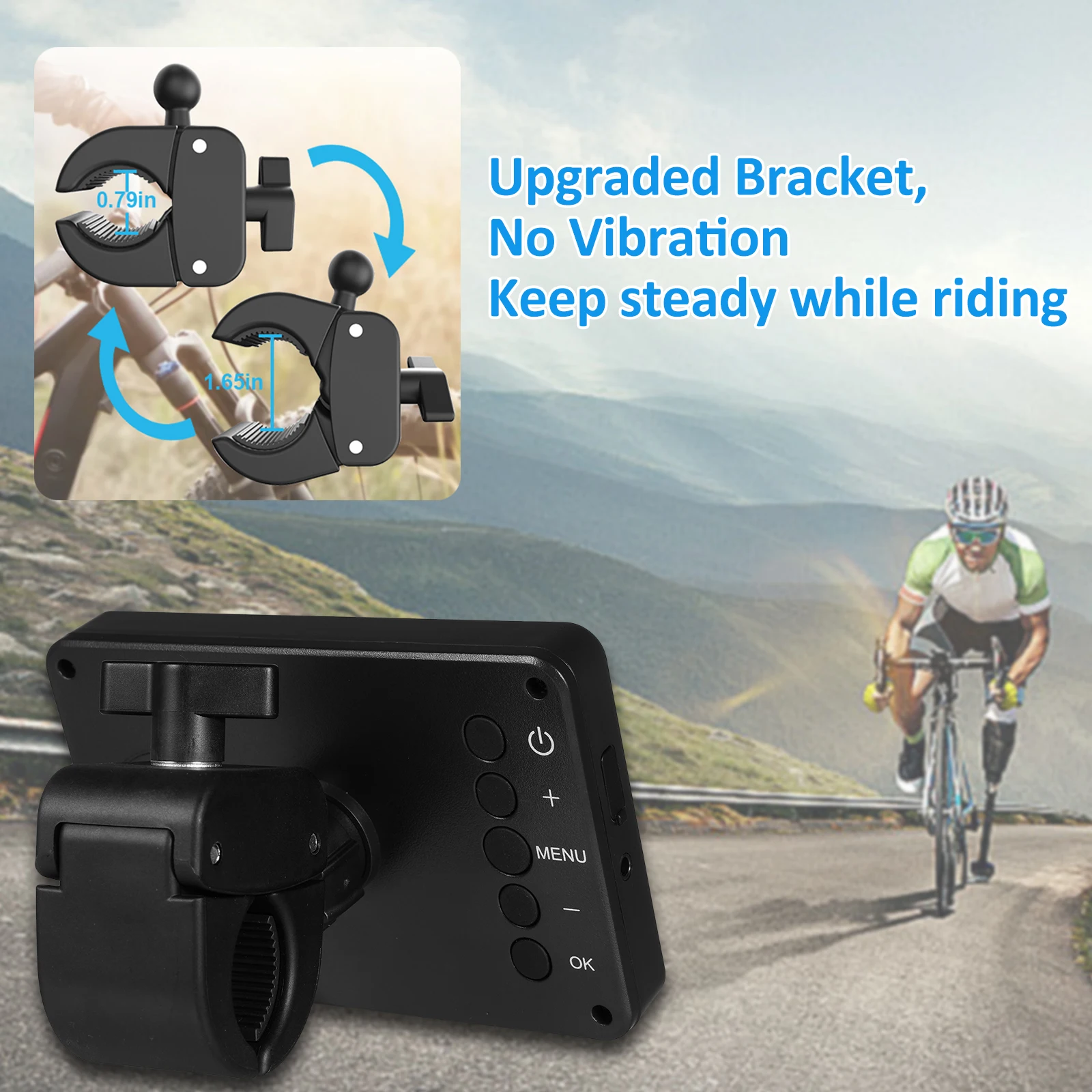 Handlebar Bike Mirror Bicycle Rear View Camera with 4.3'' Screen Night Vision Function 150° Wide Angle View Adjustable Bracket